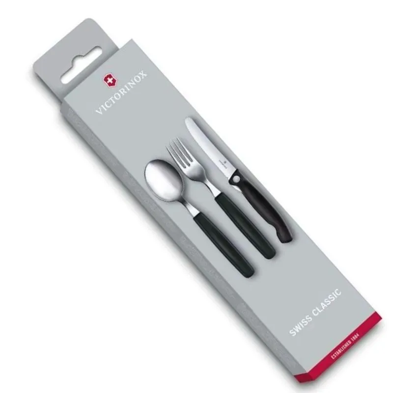 Conjunto Swiss Classic Dobrável 3 peças Victorinox 13cmPreto