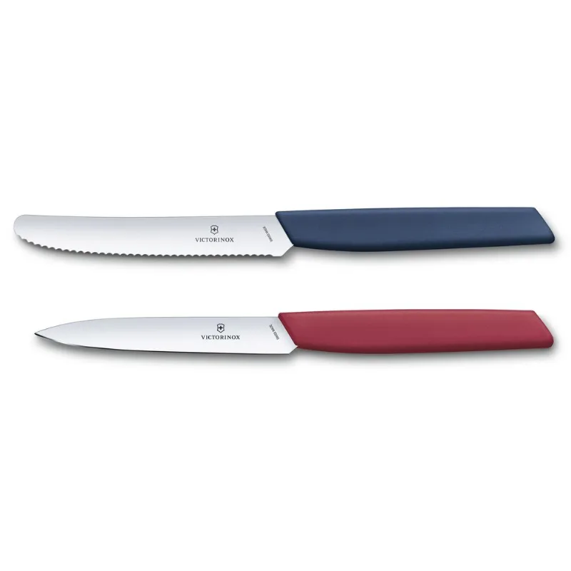 Conjunto de facas para descascar Swiss Modern Azul e Vermelha