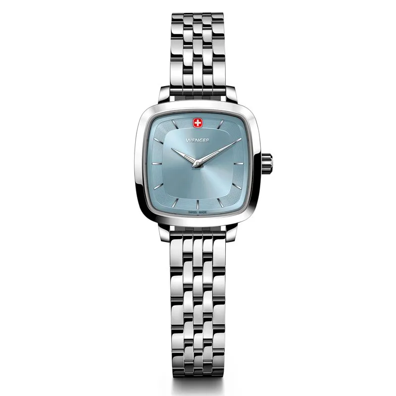 Relógio Wenger Vintage Classic Feminino Mostrador Azul Pulseira De Aço