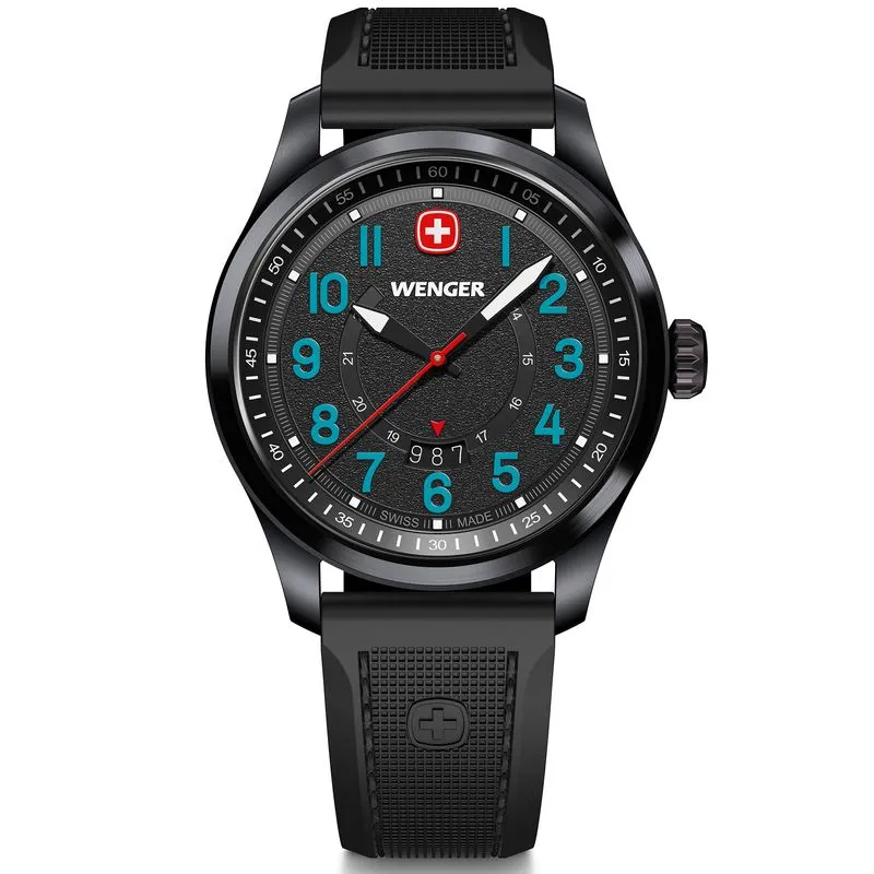 RELÓGIO WENGER TERRAGRAPH PRETO PULSEIRA DE BORRACHA Relógio Wenger Terragraph Mostrador Preto Pulseira Silicone Preto