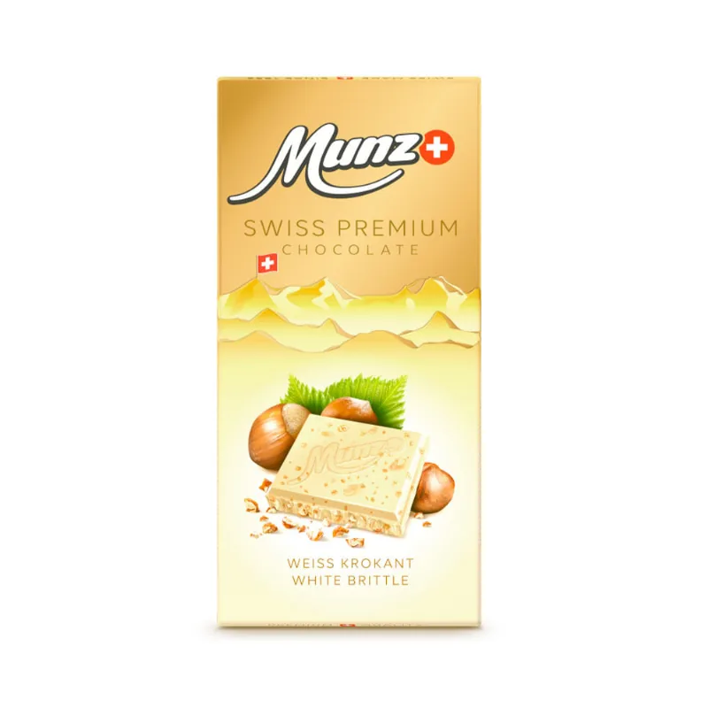 Chocolate Sabor Blanco con Crocante de Avellana 100 Grs Munz Chocolate Blanco Con Crocante De Avellanas 100gr Munz