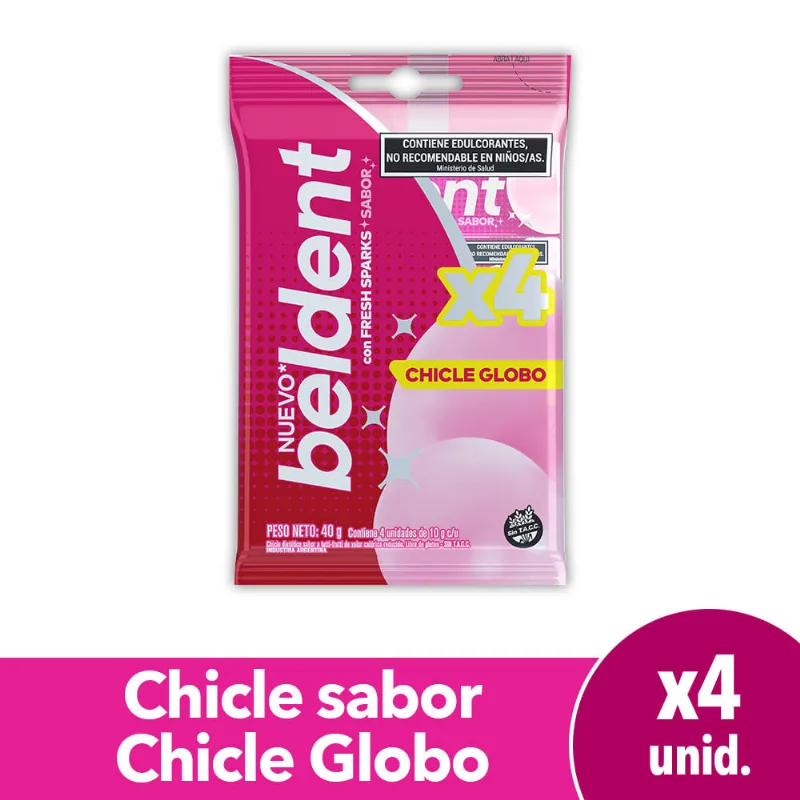 Chicle Sabor Chicle Globo Beldent X 4 Unidades 10g