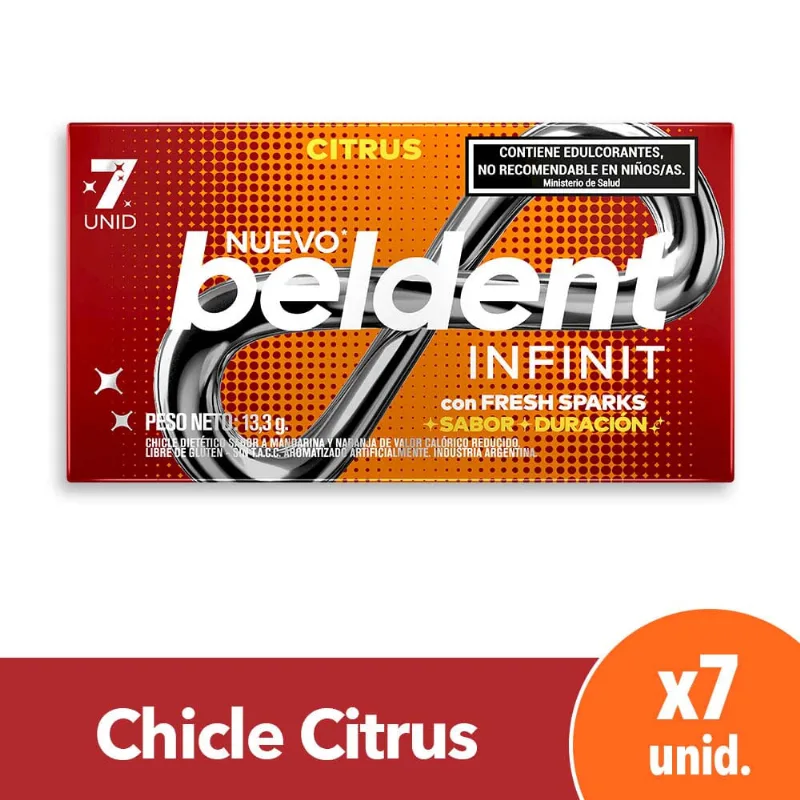 Chicles Infinit Sabor Citrus 13,3 Grs Beldent Chicles Beldent Infinit Citrus 13,3 Gr