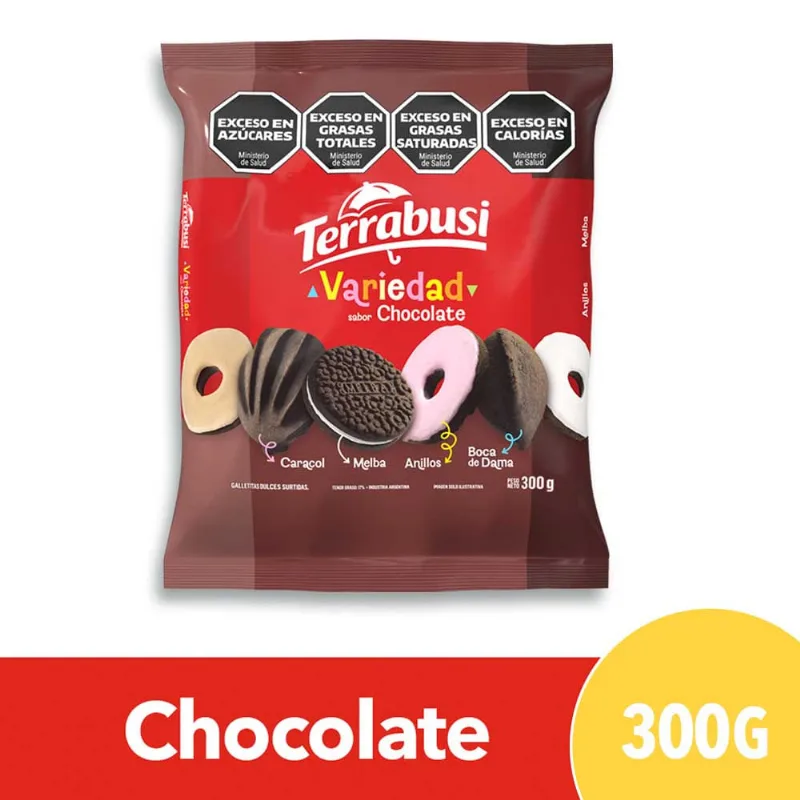 Galletitas Rellenas y Bañadas Sabor Chocolate 300 Grs Variedad