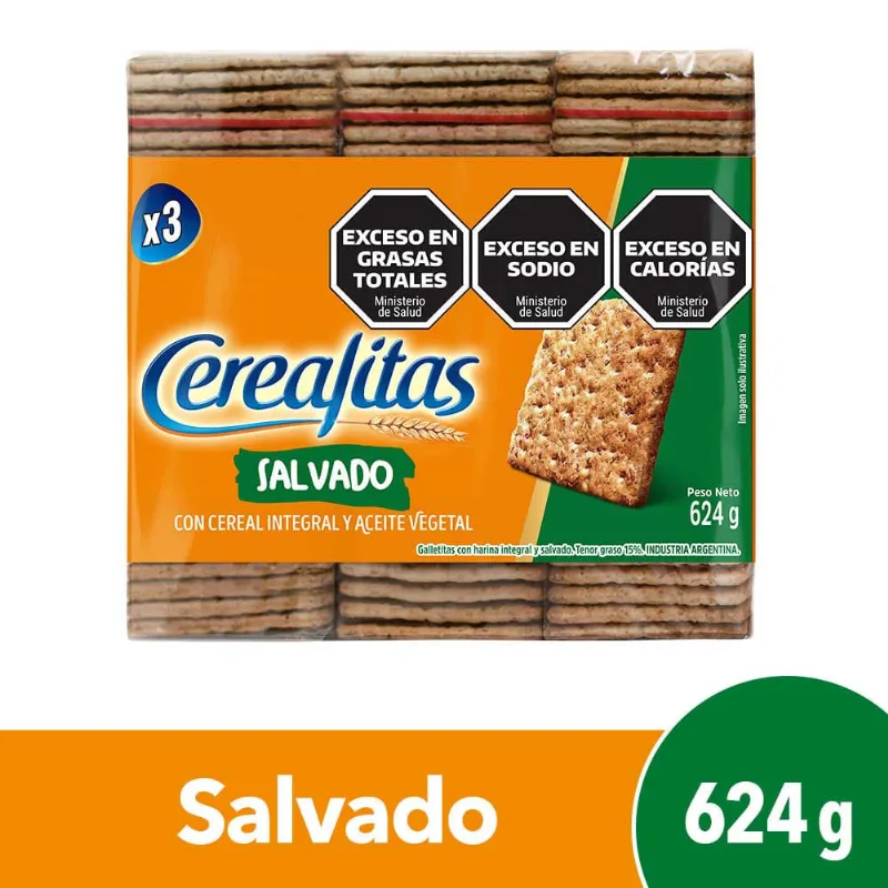 Galletitas Cracker Cereal Salvado Cerealitas X3uni 624g