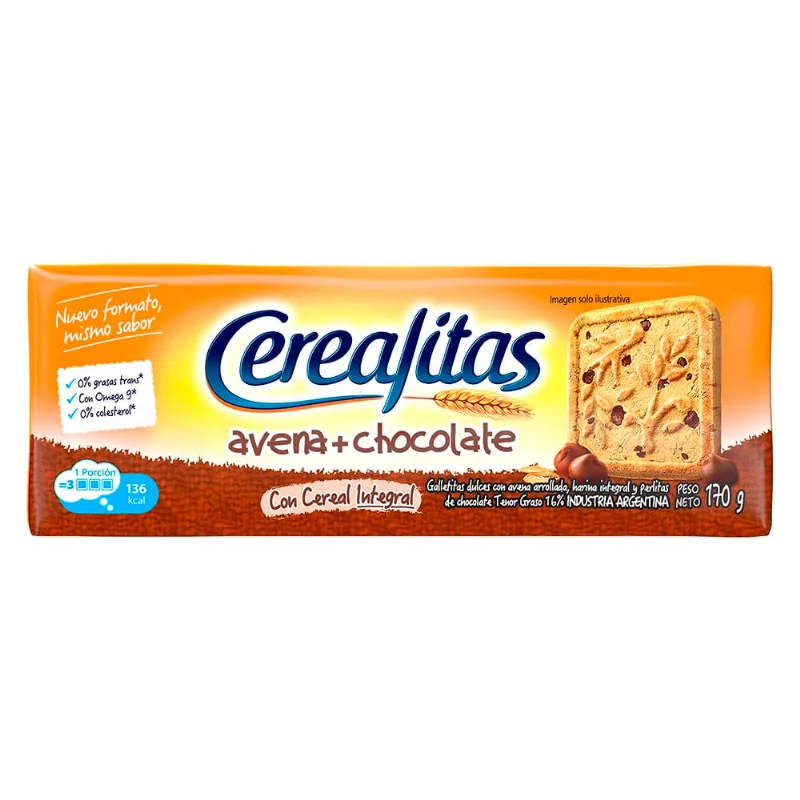 Galletitas Cerealitas Dulces Avena Choco 170gr