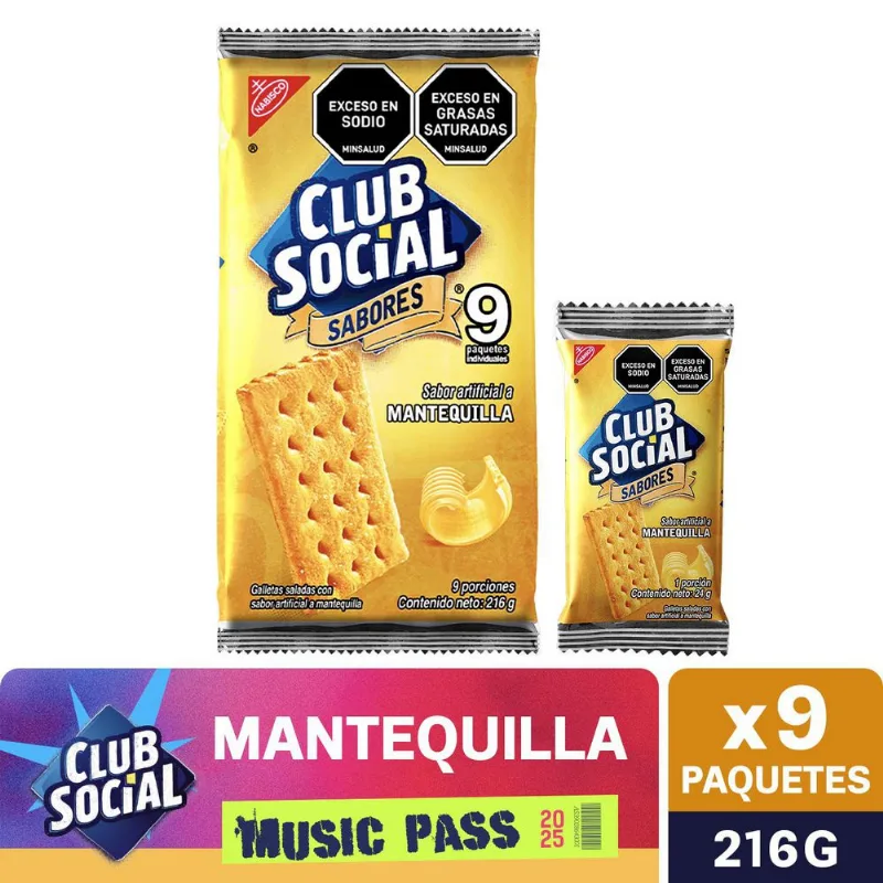 Galletas CLUB SOCIAL sabor mantequilla x9und (216 gr)