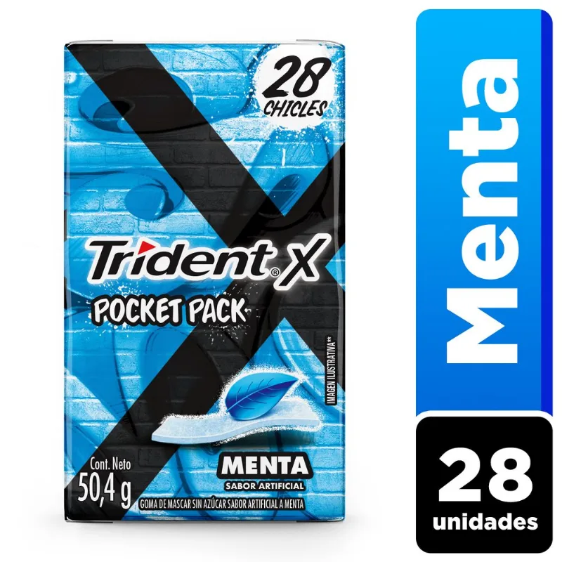 Chicle Trident Sin Azúcar Sabor Menta 28 un.