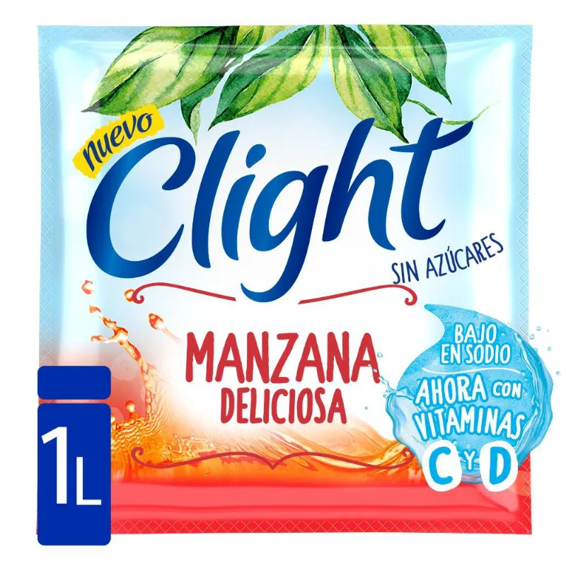 Jugo En Polvo Clight Manzana Vitcd 7gr