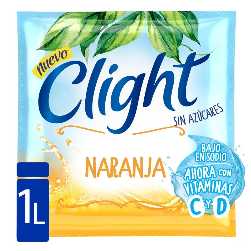 Jugo En Polvo Clight Naranja Vitcd 8gr