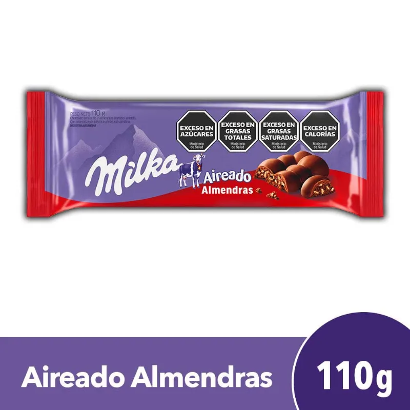 Chocolate Milka Aireado Con Almendras 110 Gr