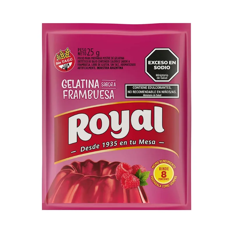 Gelatina Sabor Frambuesa 25 Grs Royal