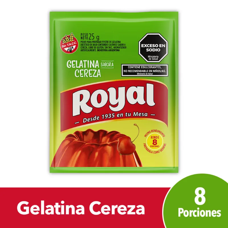 Gelatina Light Sabor Cereza 25 Grs Royal