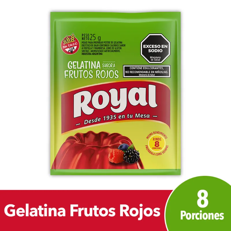 Gelatina Gelatina Sabor Frutos Rojos 25 Grs Royal