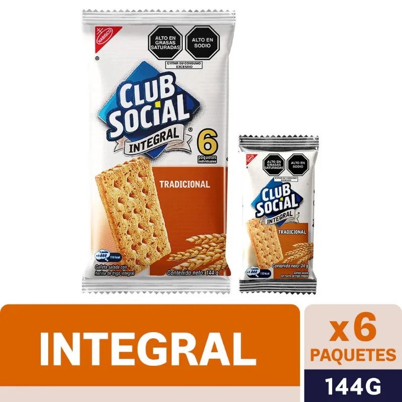 Galletas Saladas CLUB SOCIAL Integrales Paquete 6un