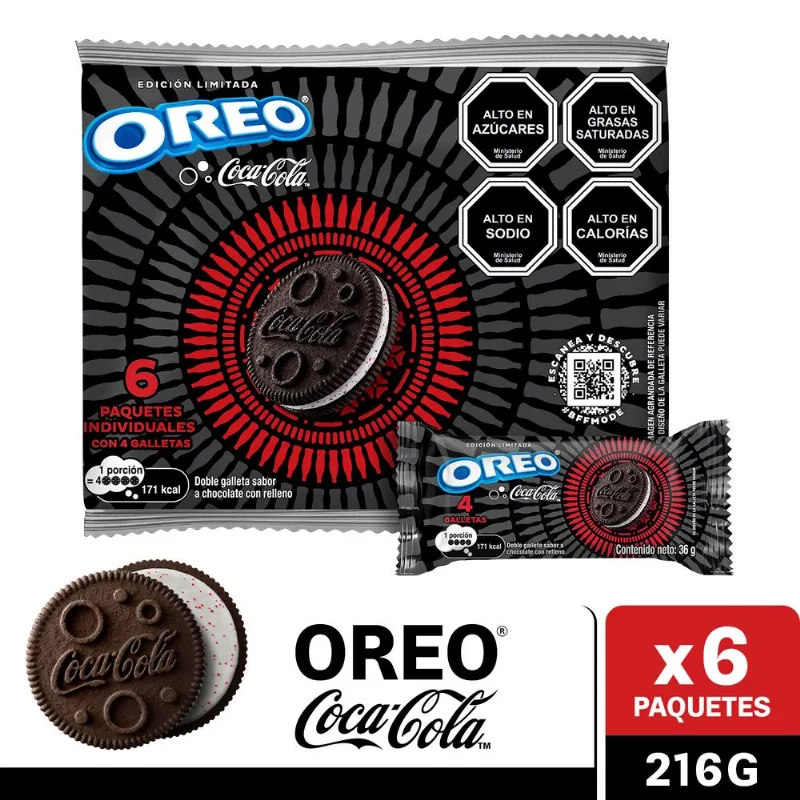 Pack Galletas Oreo Sabor Coca-Cola 36 g 6 un.