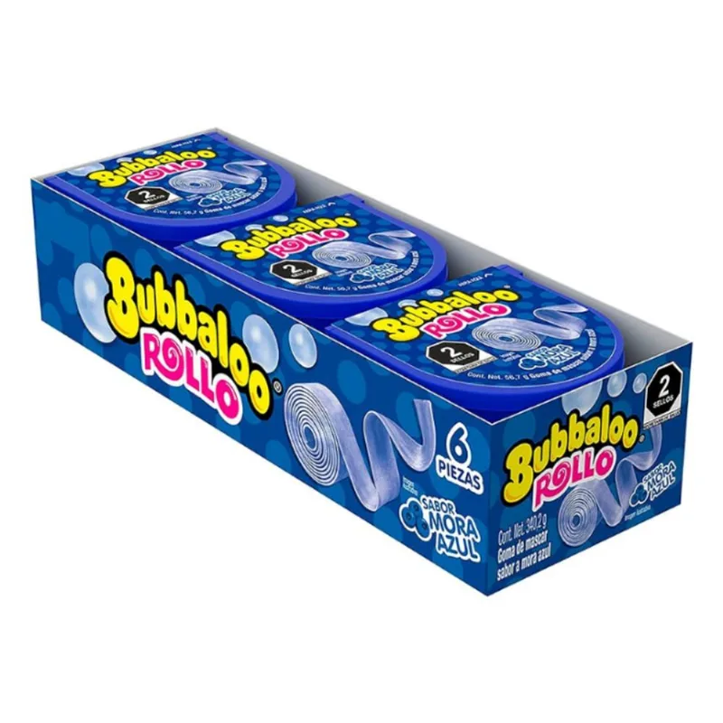 Goma De Mascar En Rollo Mora Azul Display Bubbaloo 340.2GR