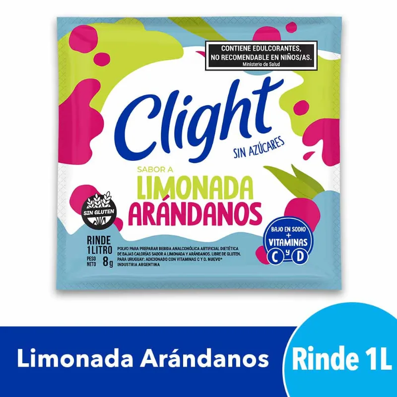Jugo en Polvo Sabor Limonada y Arándanos 8 Grs Clight