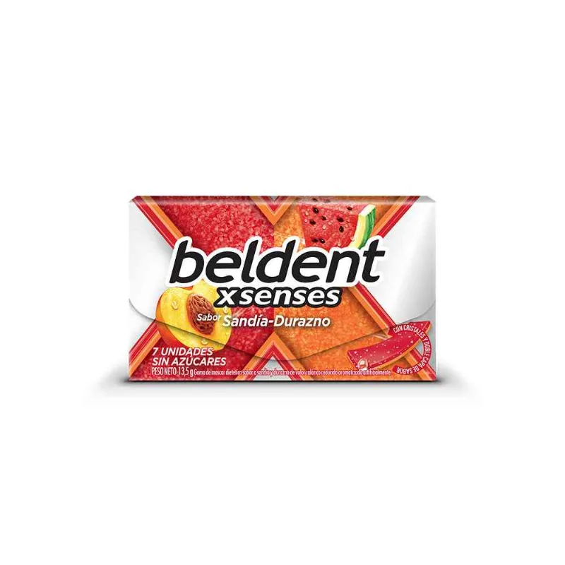 Chicle Beldent Xsenses Sandia Durazno 13,50 Gr