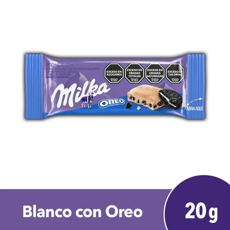 Chocolate Sabor Blanco con Oreo 20 Grs Milka