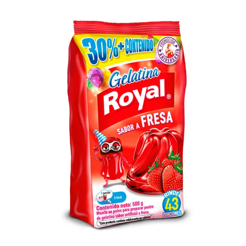 Gelatina Fresa Extracontenido Royal 500GR