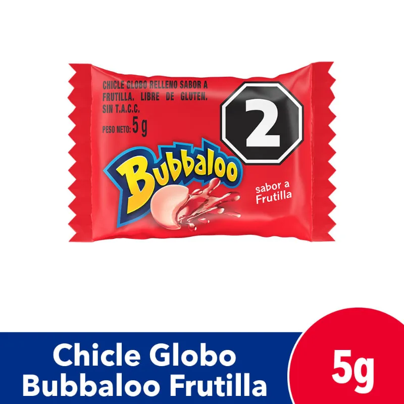 Chicles Sabor Frutilla 5 Grs Bubbaloo