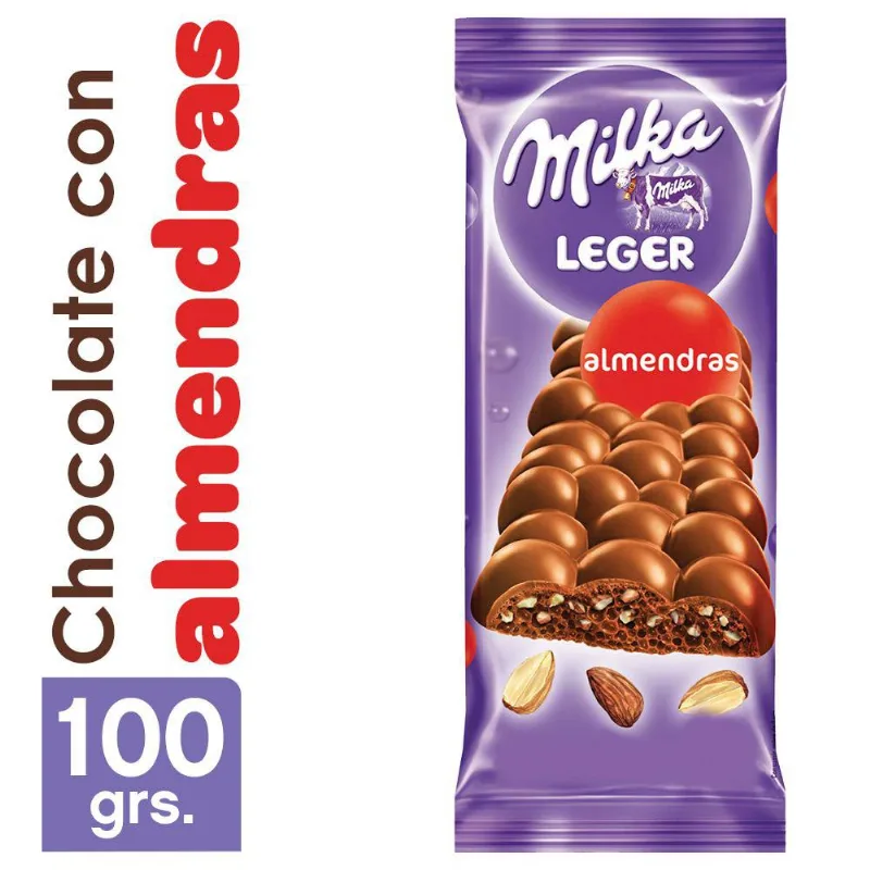 Milka Leger Bubbly Con Almendras X 100 Gr. Chocolate Milka Leger Almendra 100 Gr