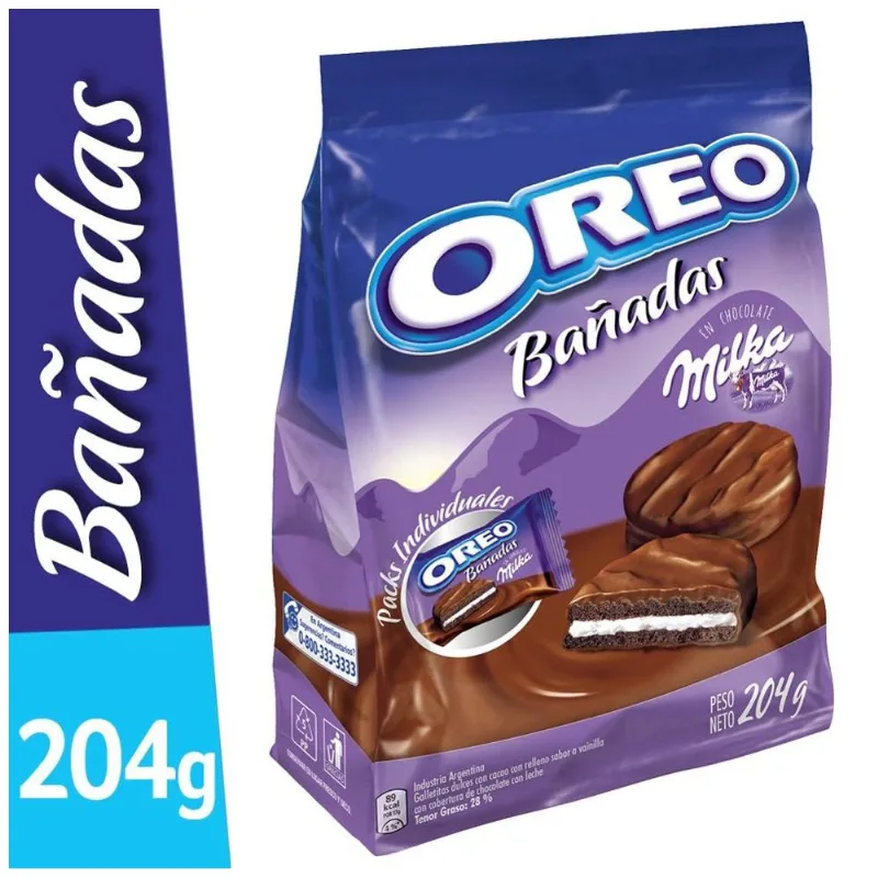 Oreo Bañada Choco Galletitas Oreo Bañadas Chocolate Negro 204 Gr
