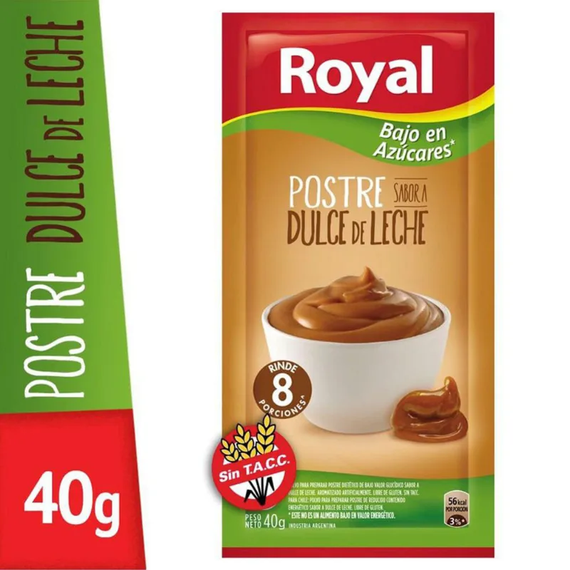 Postre en polvo Royal dulce de leche light 40 g.