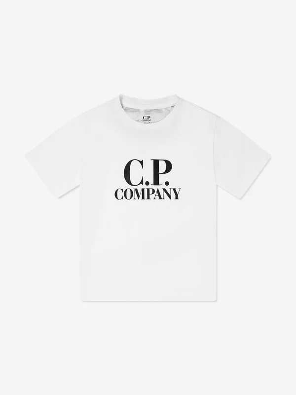 C.P. Company Boys Cotton Jersey Goggle T-Shirt in Ivory Ivory / 14 Yrs