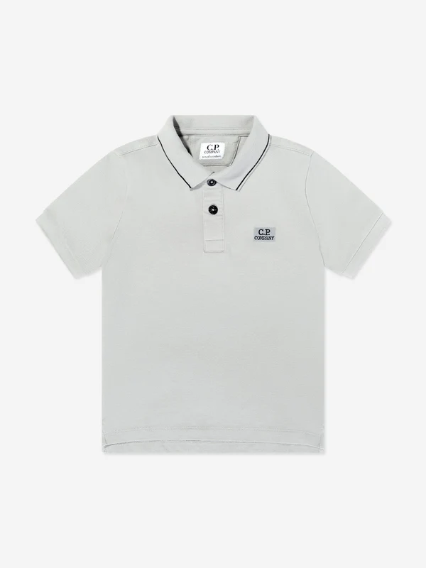 C.P. Company Boys Logo Polo Shirt in Grey Grey / 14 Yrs
