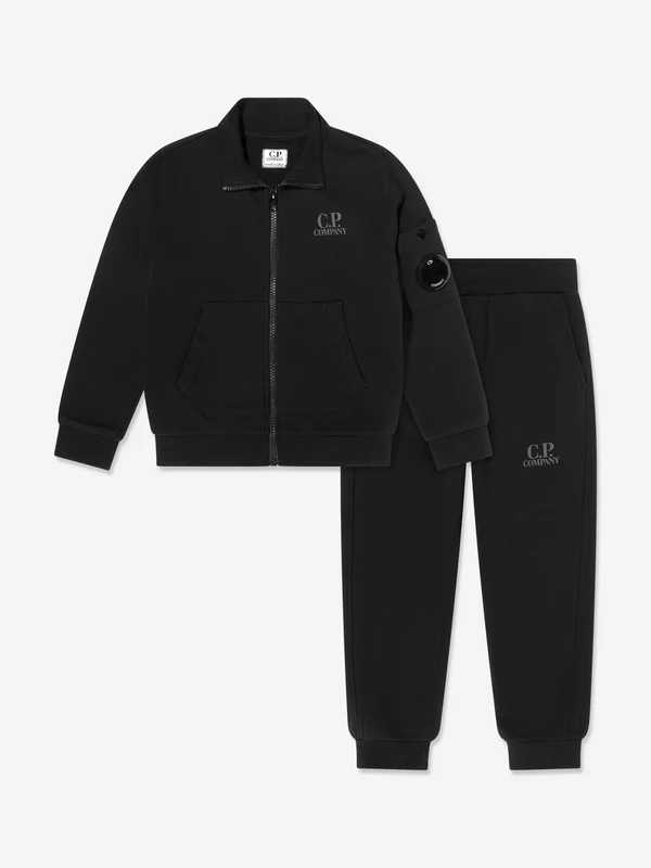 C.P. Company Boys Logo Tracksuit in Black Black / 6 Yrs