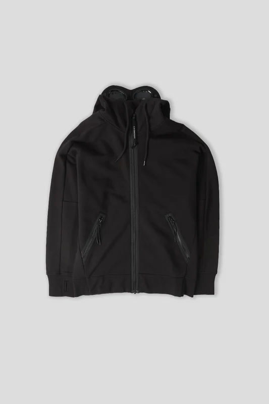 HOODIE ZIP GOGGLE DIAGONAL RAISED FLEECE NOIR S