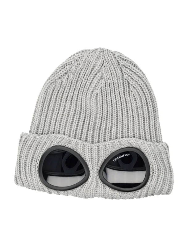 C.P. Company Ribbed Knit Extrafine Merino Wool Goggle Beanie One size