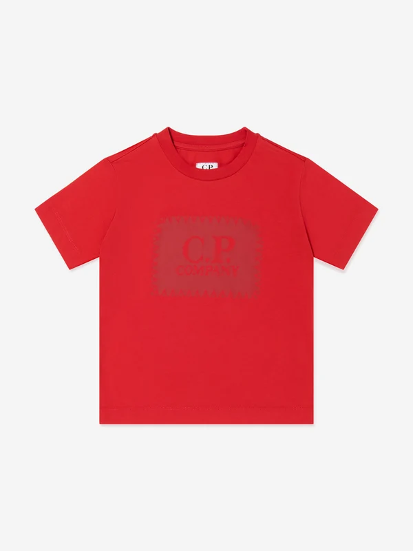 C.P. Company Boys Cotton Jersey Logo Label T-Shirt in Red Red / 14 Yrs