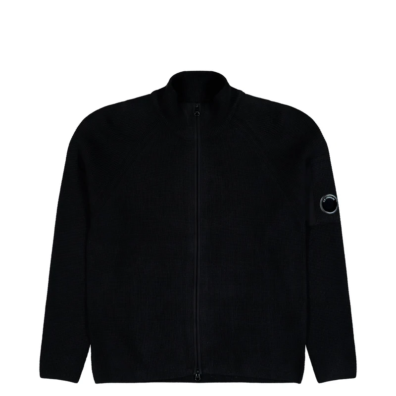 Waffle Knit Cotton Zip Lens Cardigan XL
