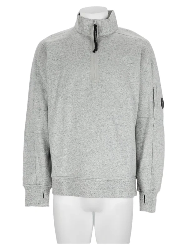 C.P. Company Grey Light Half-Zip Cotton Sweatshirt standard M