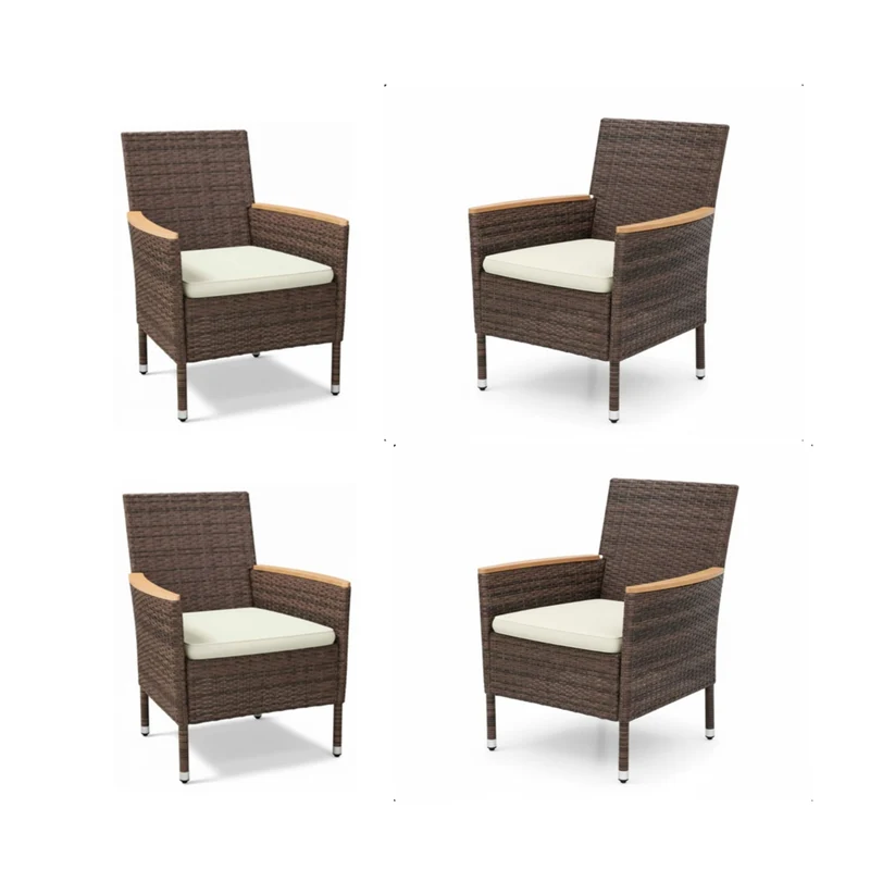 4 Piece All-Weather Patio Dining Chair Set Beige