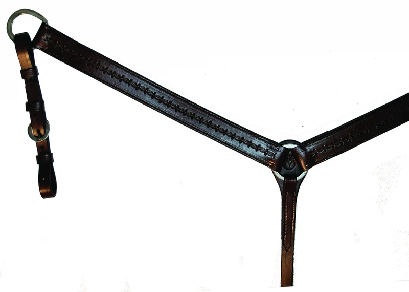 Circle Y Straight Border Tooled Breast Collar Regular Oil / 1.5