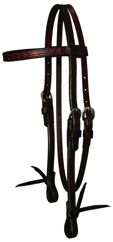 Circle Y Browband Tooled Headstall Regular Oil / Horse