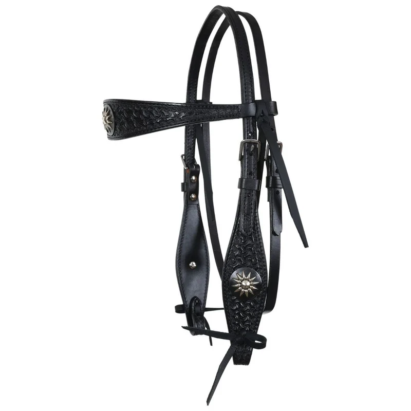 Circle Y Dark Rider Browband Headstall Black / Horse