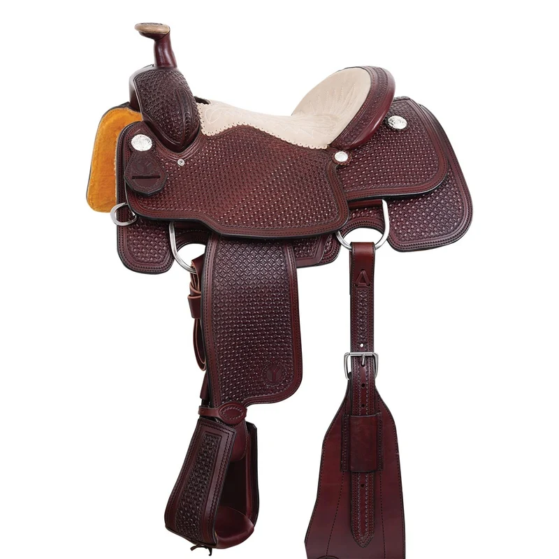 Circle Y Duval Roper Saddle Herman Oak Leather/Beige Suede Seat / 17" Regular