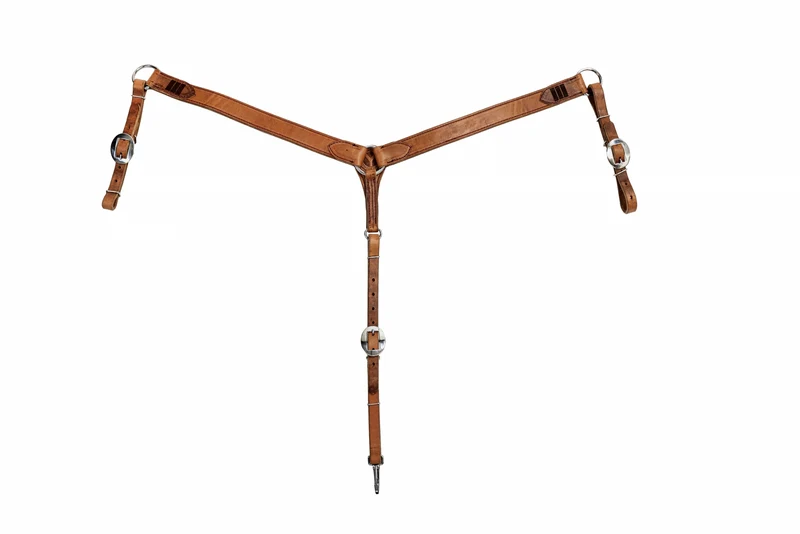 Circle Y PRCA 1-1/2" Straight-Harness Breast Collar Hermann Oak / Horse