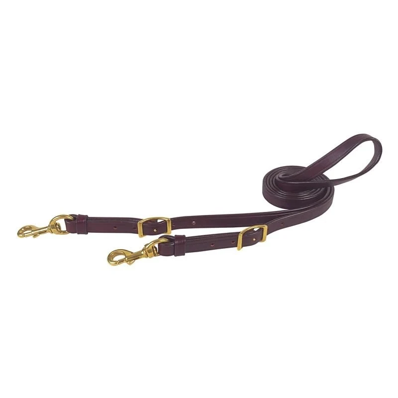 Tucker 3/4in Flat Single Rein with Brass Brown Brass / 3/4" x 7'