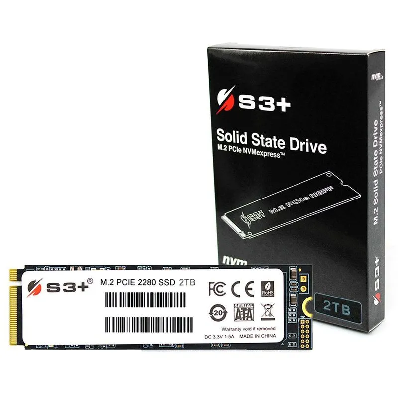 Ssd 2tb S3+, M.2 2280, Pcie Gen3 X4 Nvme 1.3, Leitura