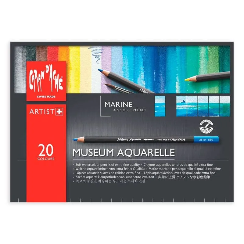 Lápis Aquarelável Museum Aquarelle Marine 20 Unidades Carandache 3510920