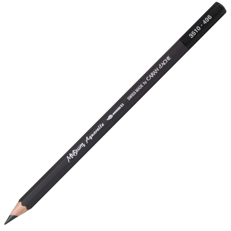 Lápis Aquarelado Caran D'Ache Museum Tom Preto 496 Ivory Black