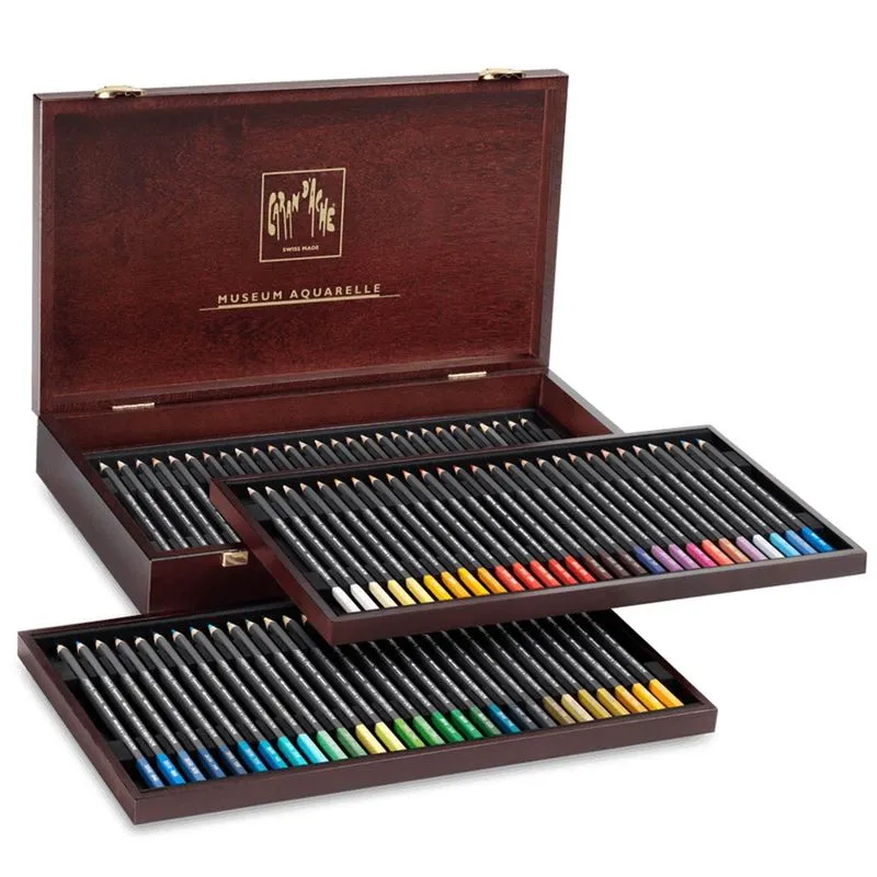 Estojo de Madeira Caran Dache Museu Aquarelle 76 Cores - 3510476