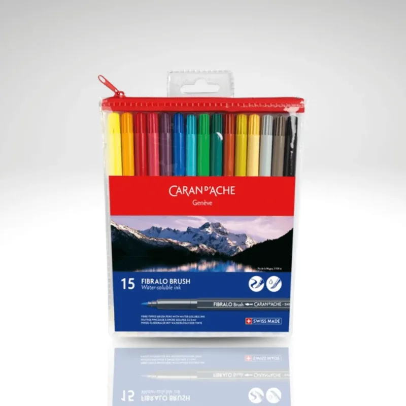Brush Pen Fibralo Aquarelável kit c/15 - Caran d'Ache