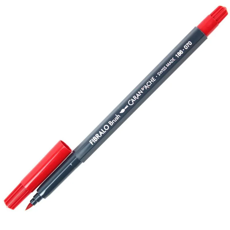 Caneta Aquarelável Fibralo Brush Caran D'Ache Vermelho 070